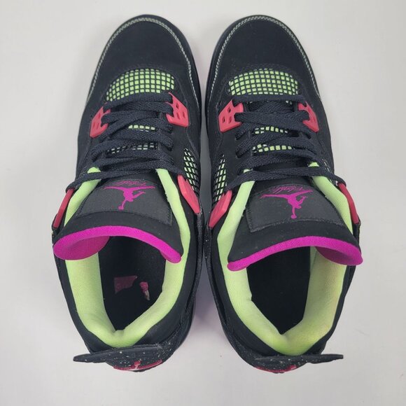 Air Jordan 4 Retro 30th GG Youth Black Pink Neon Sneakers 705344-027 US Size 6Y - Picture 7 of 10